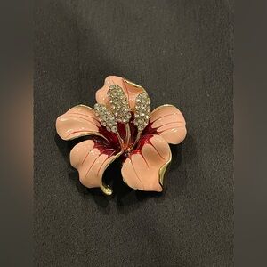 Pink and Gold Lily Floral Brooch